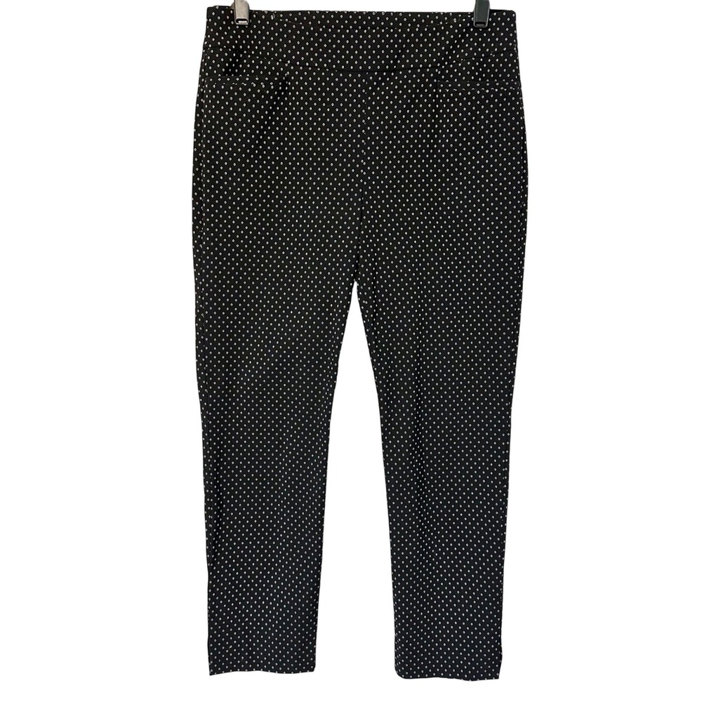 Chicos Black White Polka Dot Pull-On Straight Leg Ankle Pants Women Size‎ 0P(6P)